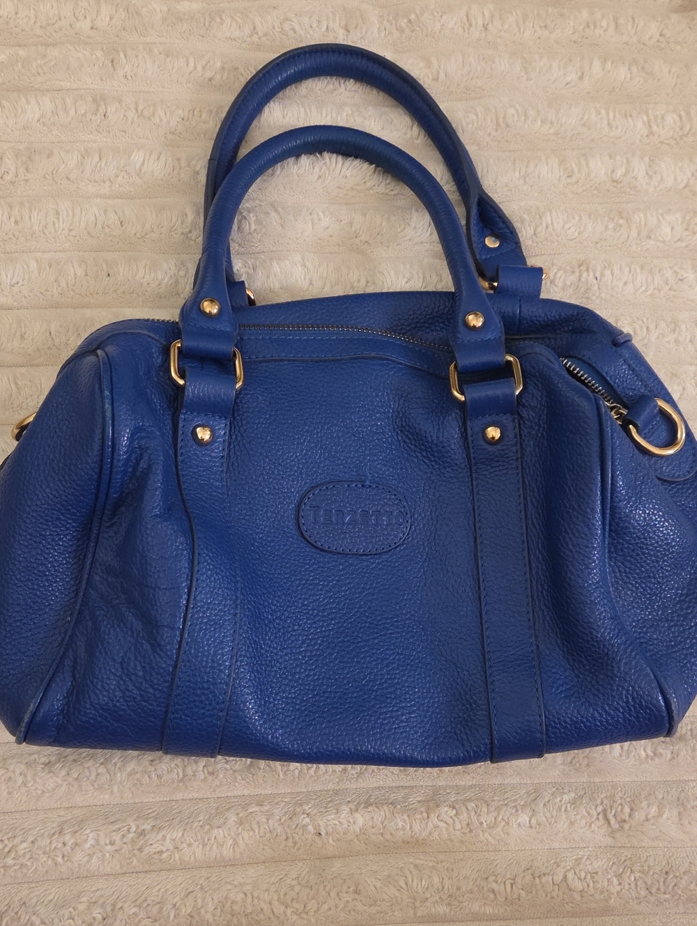 Terzetto Royal Blue Pebbled Leather Satchel